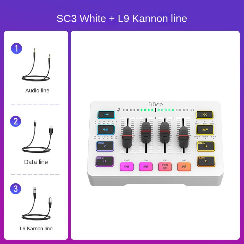 Fifine Game Live Streaming Equipment SC3 Full Set USB External Sound Card Microphone Desktop Karaoke.