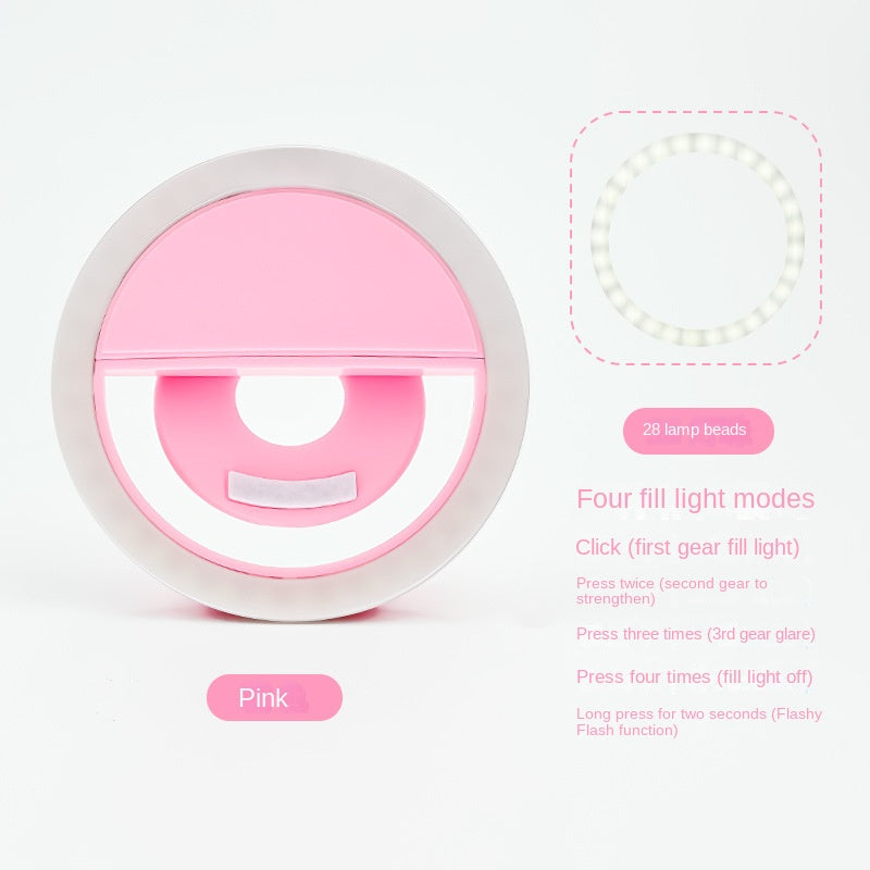 RK-12 Mobile Phone Fill Light Wholesale Live Beauty Selfie Lighting Round Flash Charging LED Fill Light.