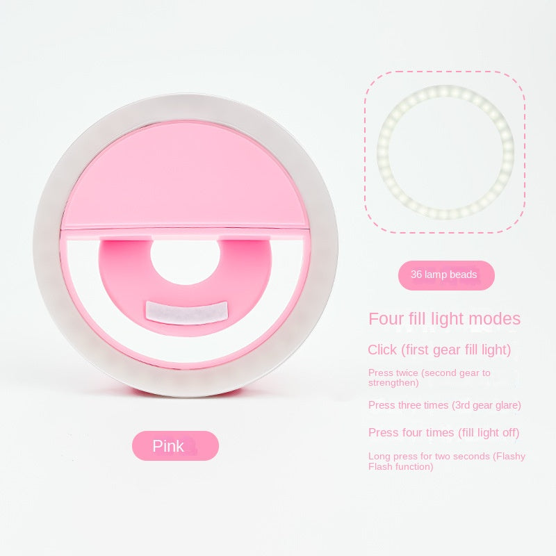 RK-12 Mobile Phone Fill Light Wholesale Live Beauty Selfie Lighting Round Flash Charging LED Fill Light.