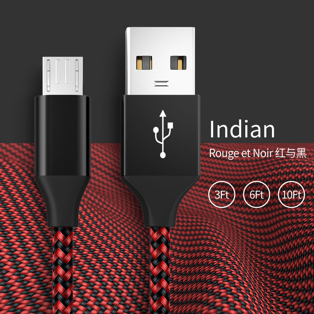 Android Phone V8 Fast Charging Micro Data Cable Braided Aluminum Alloy USB Charging Cable