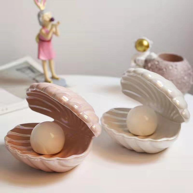 Creative Shell Night Light Bedroom Headlight Nordic Internet Celebrity Girl Heart Dream Pearl Ceramic Light Desktop Decoration.