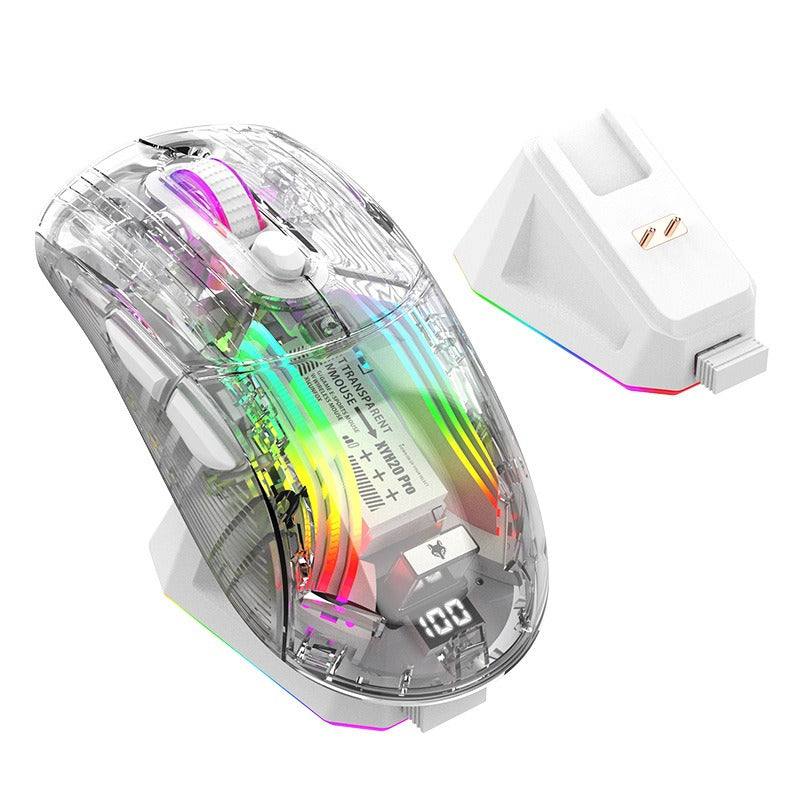 Luminous wireless Bluetooth the third mock examination transparent game mouse with screen charger