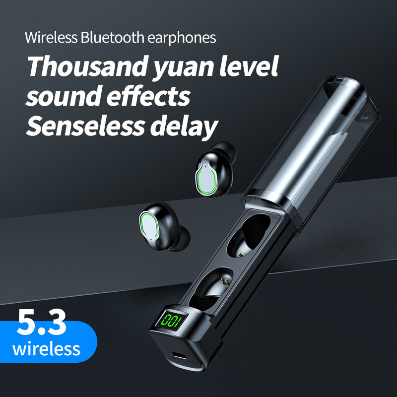 BQ60 wireless Bluetooth earphones with pull-out compartment, digital display transparent case, in ear transparent case, touch sensitive and portable