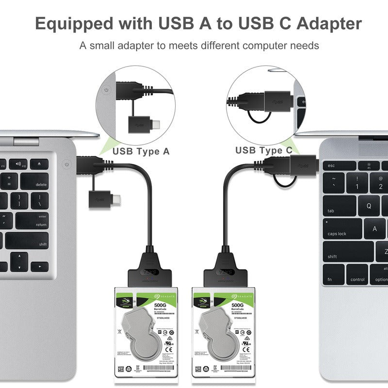 USB 3.0 USB C to SATA Easy Drive Cable Hard Disk Adapter Cable 2-in-1 Easy Drive Cable 50CM