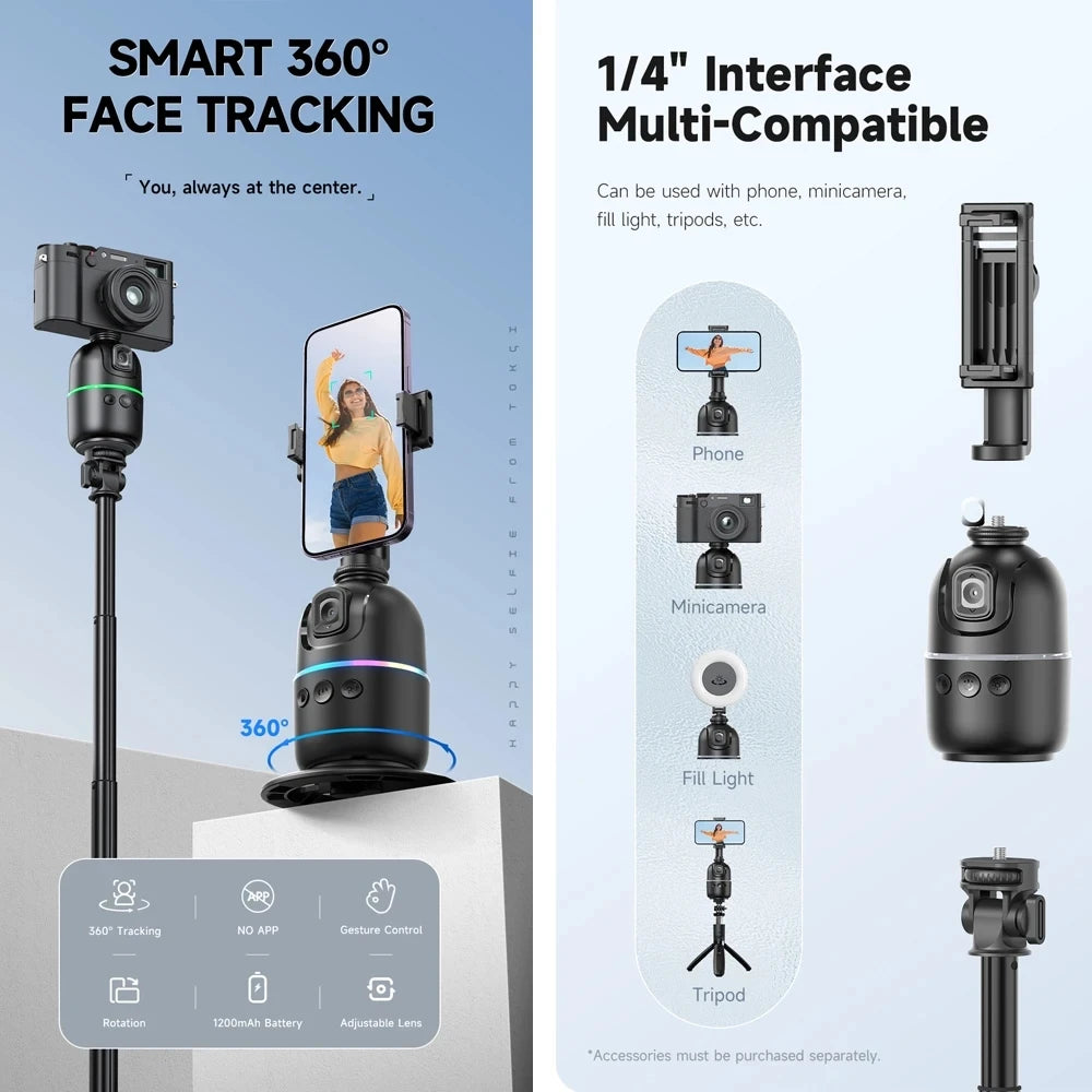 P03 AI Smart Gimbal 360° Auto Face Tracking Gimbal All-in-one Rotation For Smartphone video Vlog Stabilizer Phone Holder