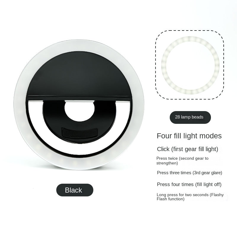 RK-12 Mobile Phone Fill Light Wholesale Live Beauty Selfie Lighting Round Flash Charging LED Fill Light.