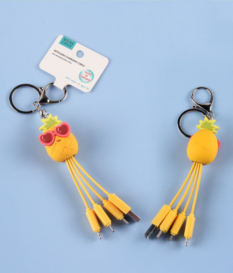 Creative cartoon data cable quirky peach blossom eye phone charging cable peach blossom eye pineapple fruit