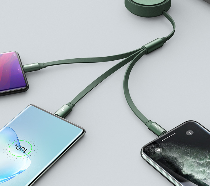 Neutral one to three data cable fast charging extension cable charging cable three in one data cable