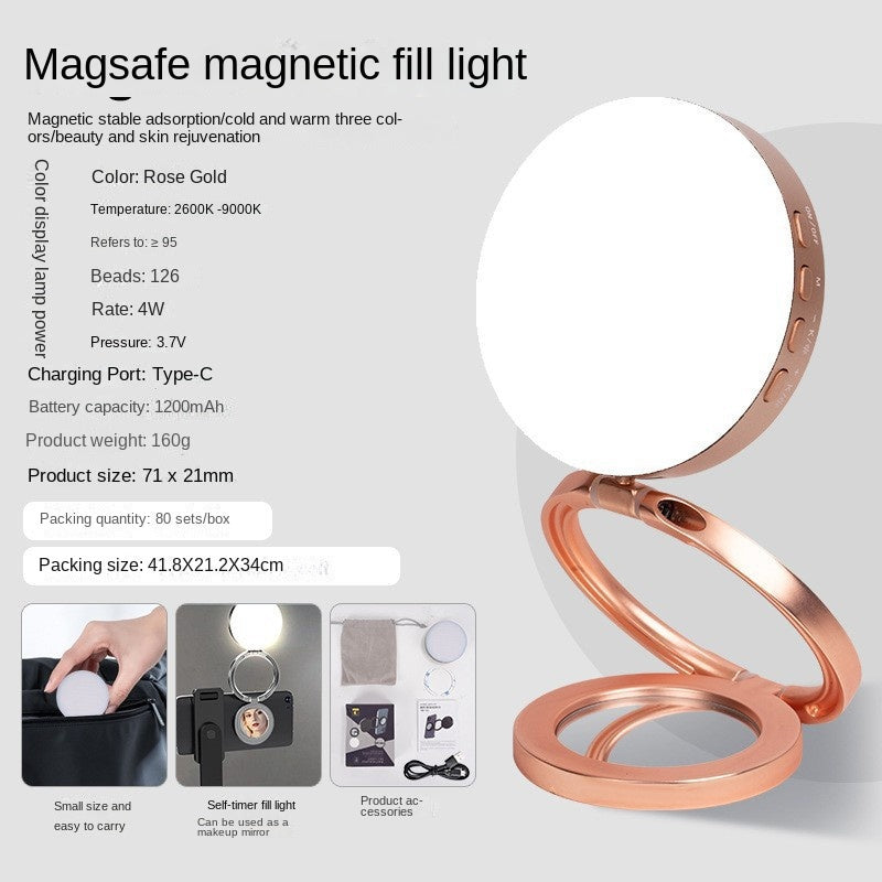 New YSH-126 LED Magnetic Phone Fill Light Photography Lamp Desktop Video Conference Live Pocket Light Mirror.