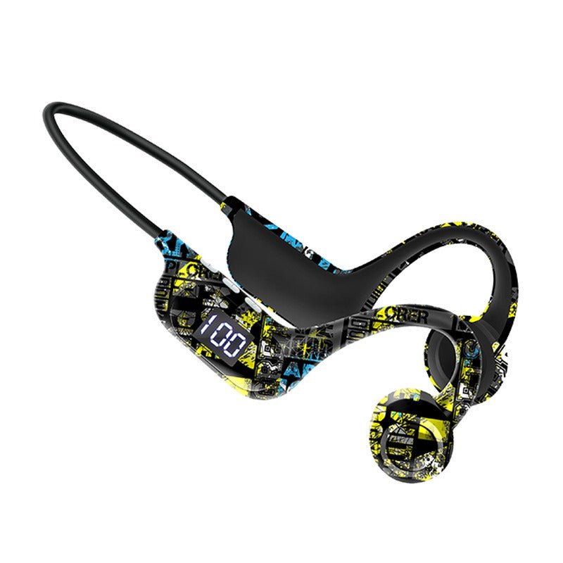 AKZ - G9 Graffiti Bone Conduction Wireless Bluetooth Earphones Insert Card Digital Display Hanging Ear Wireless Earphones - GoTypical