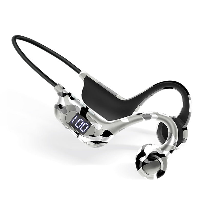 AKZ - G9 Graffiti Bone Conduction Wireless Bluetooth Earphones Insert Card Digital Display Hanging Ear Wireless Earphones - GoTypical