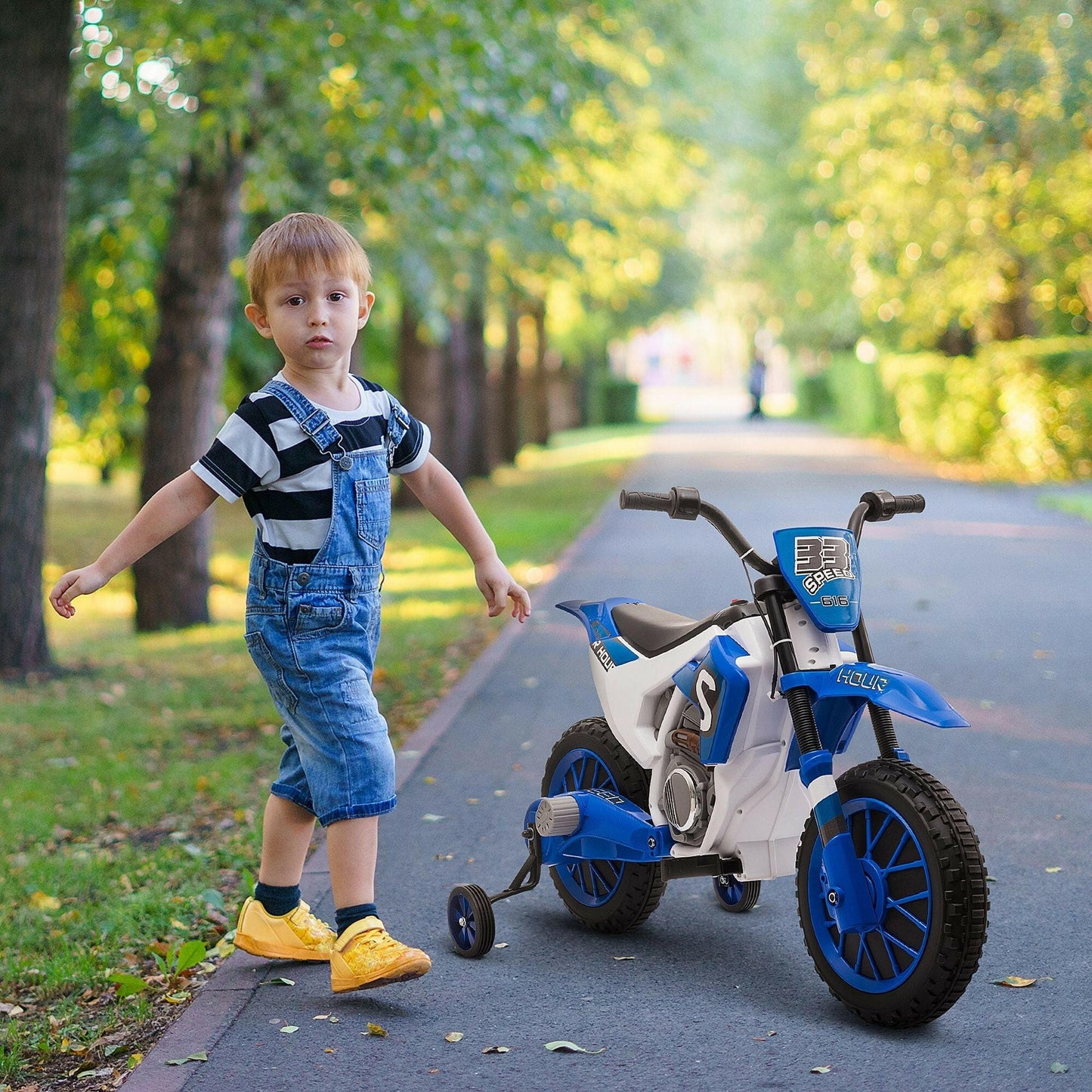 Kids Electric Motorcycle 12V – Battery Ride-On Toy with Training Wheels - GoTypical