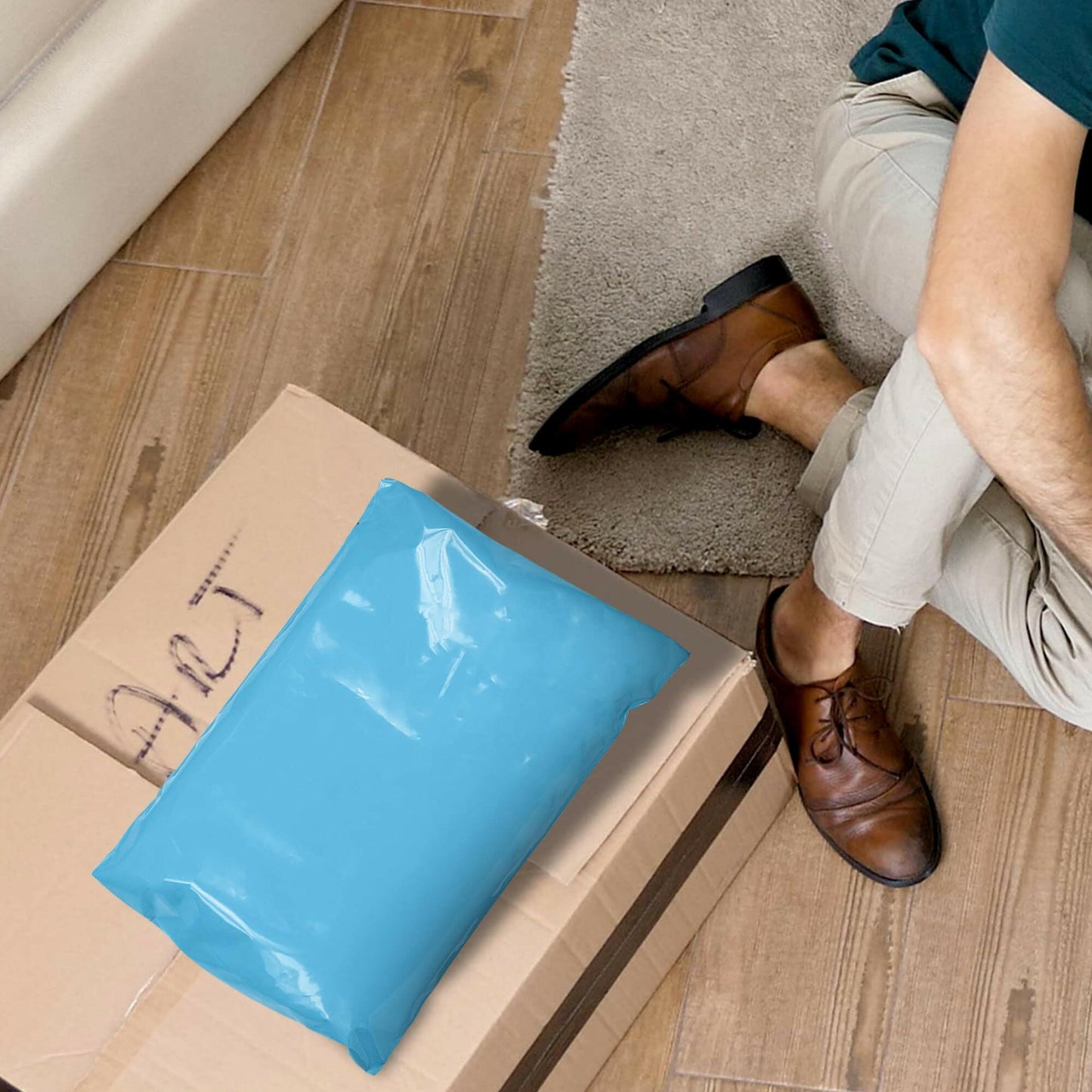 Amiff Blue Poly Mailers 14.5 x 19 Inches – 1000 Pack Waterproof Self-Seal Bags - GoTypical