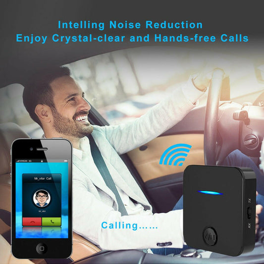 . Bluetooth Audio Receiver Transmitter Adapter – 2-in-1 Car Speaker with Mic - GoTypical