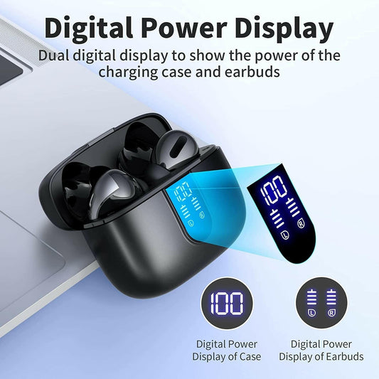 Bluetooth Earbuds – True Wireless LED Power Display IPX5 Waterproof 60H Playtime - GoTypical