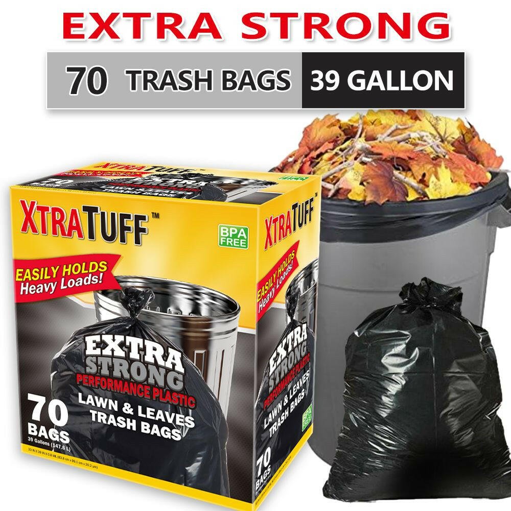 Boxed Disposable Garbage Bag 70 Pieces Puncture Tear Resistant Trash Bags, 39 Gallon Capacity, Multipurpose Cleaning Supplies For Industrial, Garden, Home, And Commercial Use - Durable, Leak - Proof - GoTypical