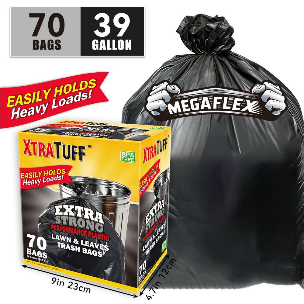Boxed Disposable Garbage Bag 70 Pieces Puncture Tear Resistant Trash Bags, 39 Gallon Capacity, Multipurpose Cleaning Supplies For Industrial, Garden, Home, And Commercial Use - Durable, Leak - Proof - GoTypical