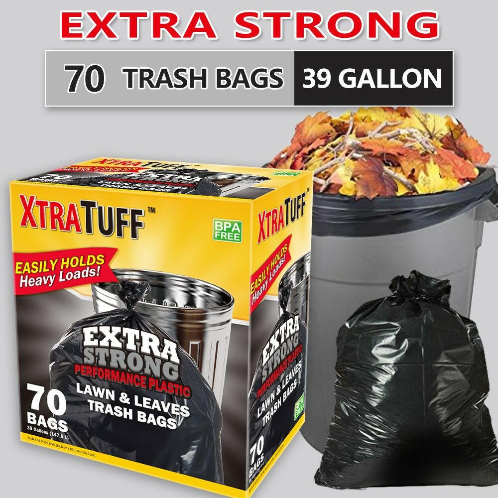 Boxed Disposable Garbage Bag 70 Pieces Puncture Tear Resistant Trash Bags, 39 Gallon Capacity, Multipurpose Cleaning Supplies For Industrial, Garden, Home, And Commercial Use - Durable, Leak - Proof - GoTypical