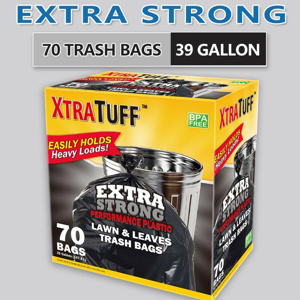 Boxed Disposable Garbage Bag 70 Pieces Puncture Tear Resistant Trash Bags, 39 Gallon Capacity, Multipurpose Cleaning Supplies For Industrial, Garden, Home, And Commercial Use - Durable, Leak - Proof - GoTypical