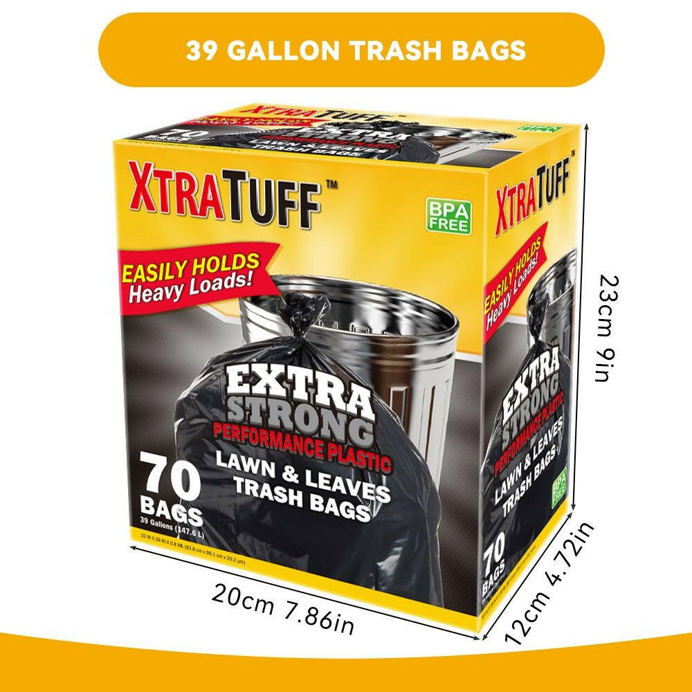 Boxed Disposable Garbage Bag 70 Pieces Puncture Tear Resistant Trash Bags, 39 Gallon Capacity, Multipurpose Cleaning Supplies For Industrial, Garden, Home, And Commercial Use - Durable, Leak - Proof - GoTypical