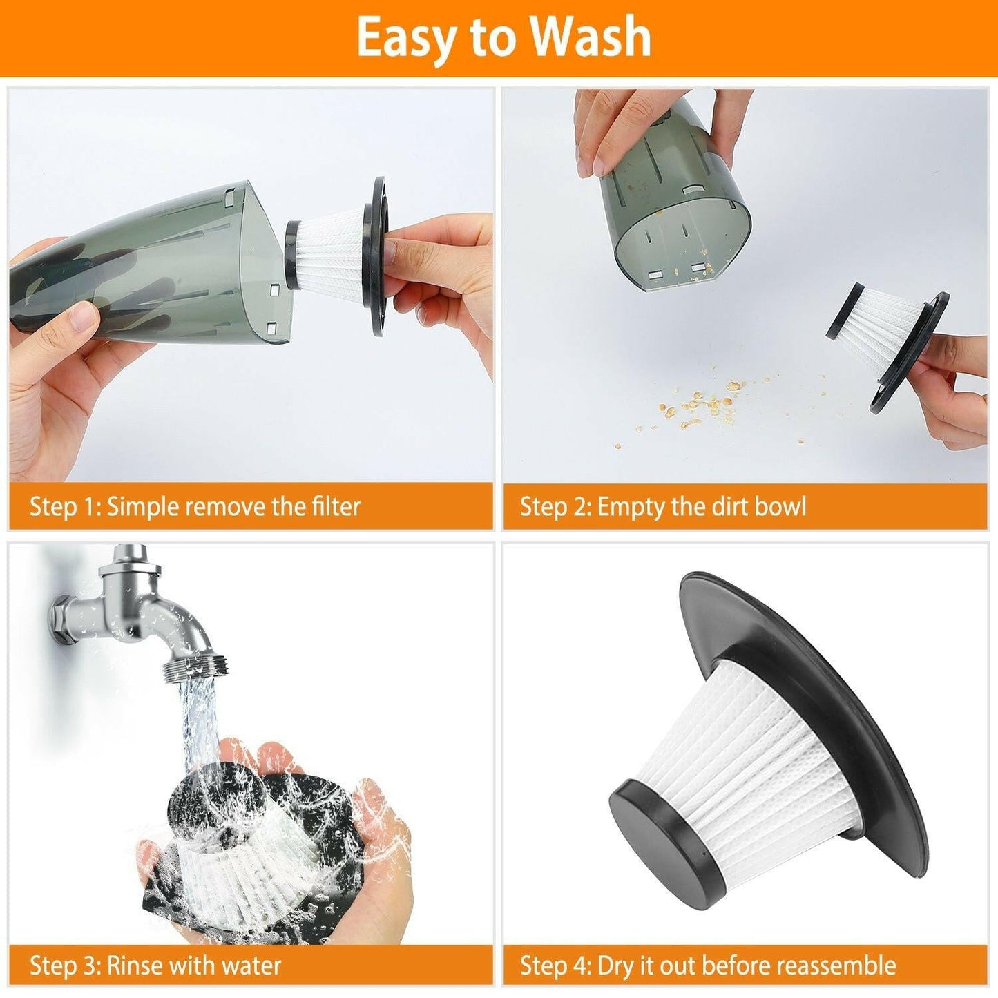 Car Handheld Vacuum Cleaner Cordless Rechargeable Hand Vacuum Portable Strong Suction Vacuum - GoTypical