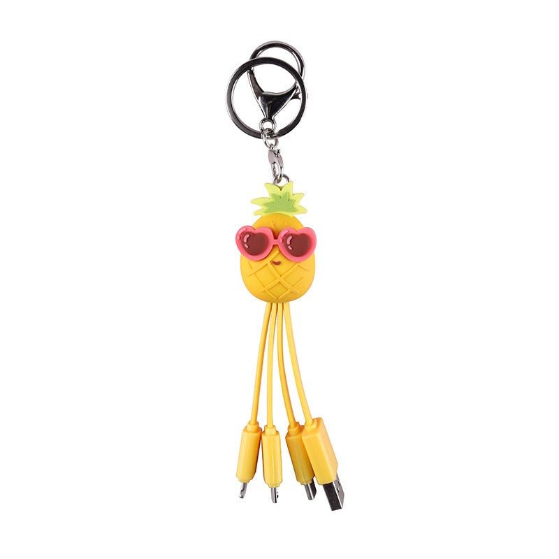 Creative cartoon data cable quirky peach blossom eye phone charging cable peach blossom eye pineapple fruit - GoTypical
