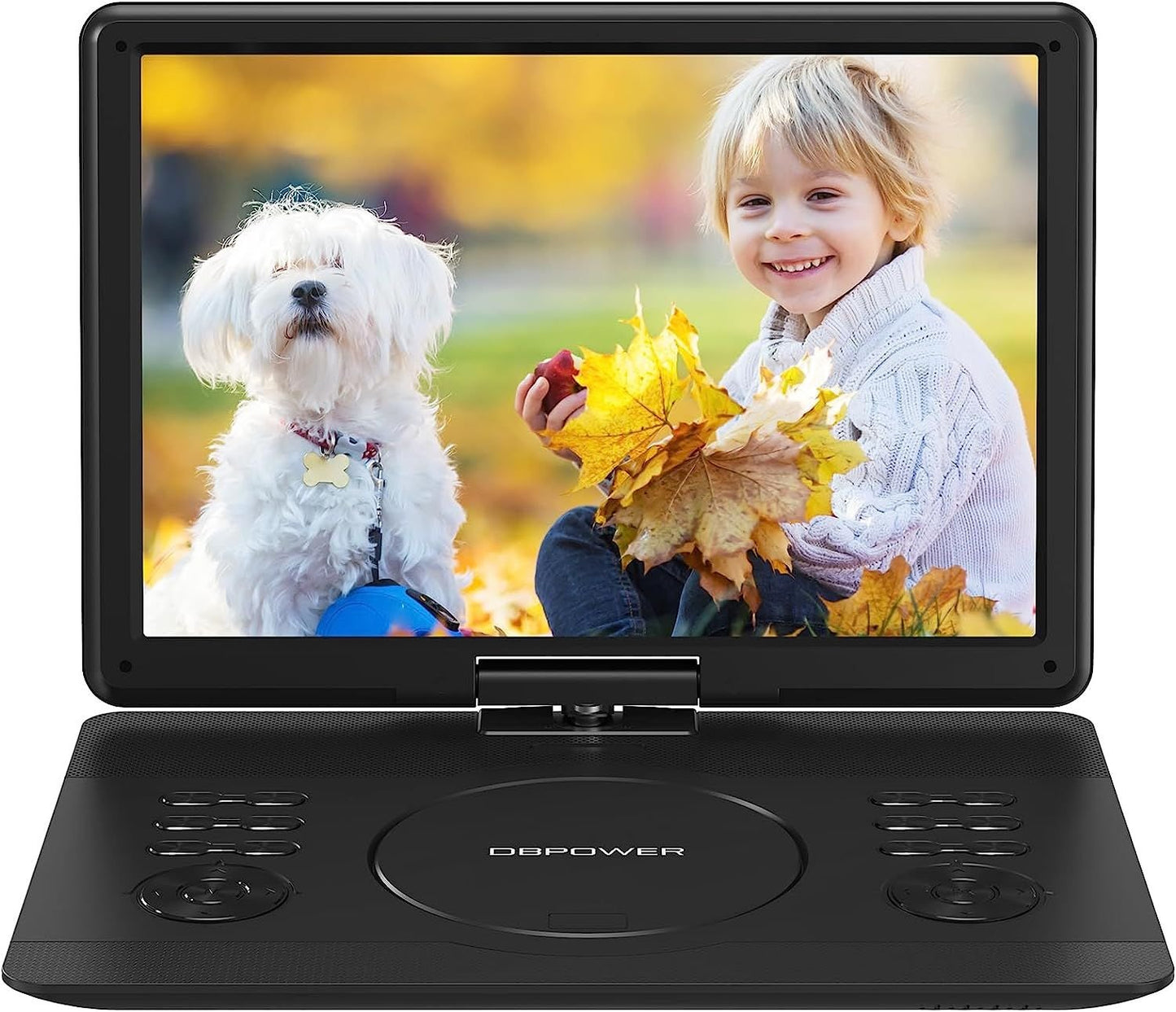 DBPOWER 16.9" Portable DVD Player with 14.1" HD Swivel Large Screen, Support DVD/USB/SD Card and Multiple Disc Formats, 6 Hrs 5000mAH Rechargeable Battery, Sync TV/Projector, High Volume Speaker - GoTypical