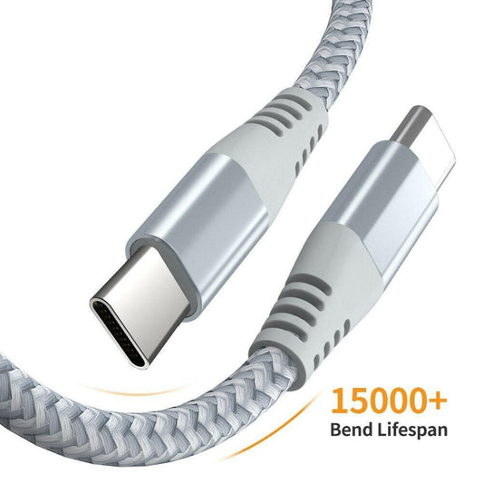 . Double Head Type-C Elbow USB C to C Fast Charging Cable 60W Woven - GoTypical