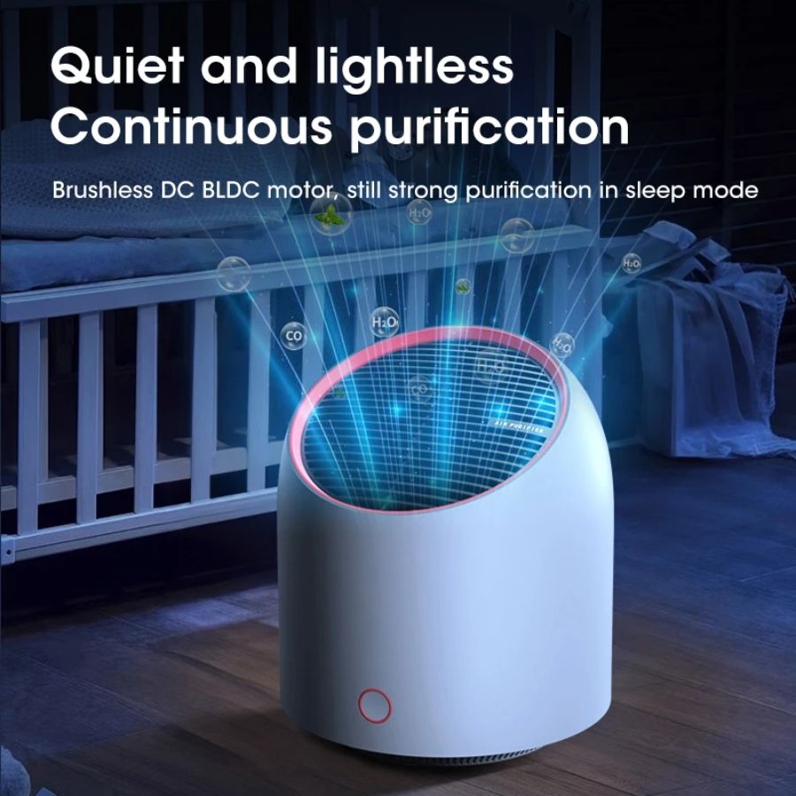 Mini Air Purifier - Portable Desktop HEPA Filter USB Rechargeable Air Cleaner.