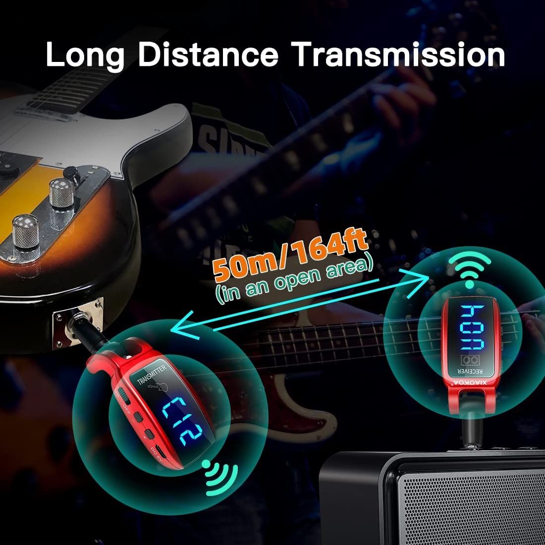 Wireless Guitar System UHF Wireless Guitar Transmitter Receiver For Electric Guitar Bass.