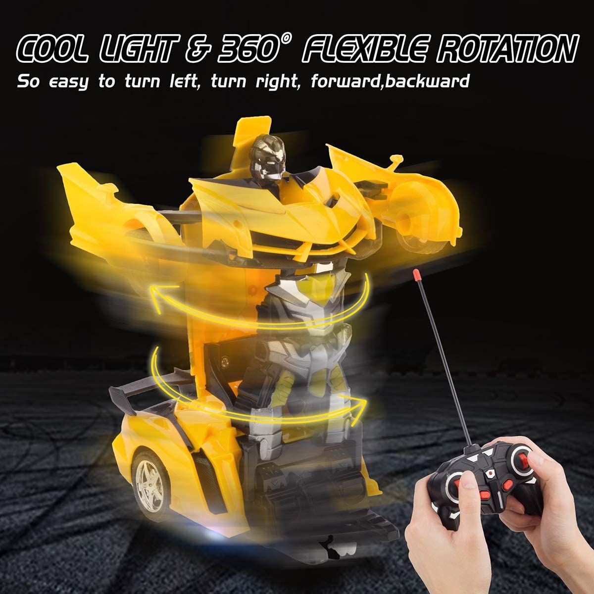 Remote Control Car; Transform Robot RC Car with One-Button Transforming 360 Degree Rotation Drifting; 1:18 Scale Police Car Ideal Xmas and Birthday Gift Toys for 5+ Year Old Boys/Girls.