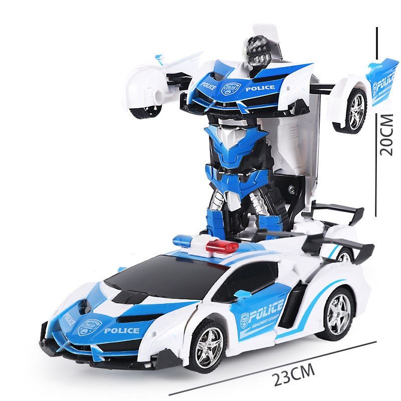 Remote Control Car; Transform Robot RC Car with One-Button Transforming 360 Degree Rotation Drifting; 1:18 Scale Police Car Ideal Xmas and Birthday Gift Toys for 5+ Year Old Boys/Girls.