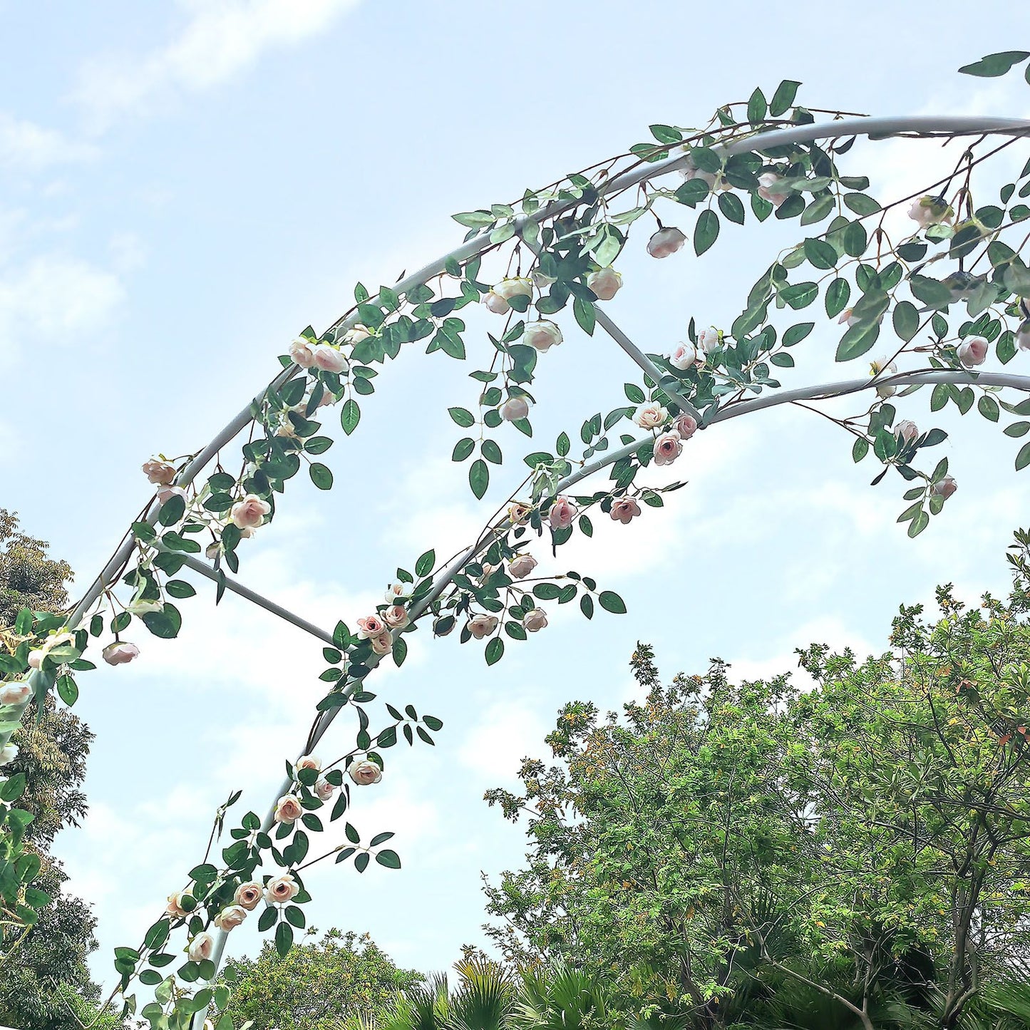 Metal Garden Arch Trellis,Adjustable Arbor Trellis,White.