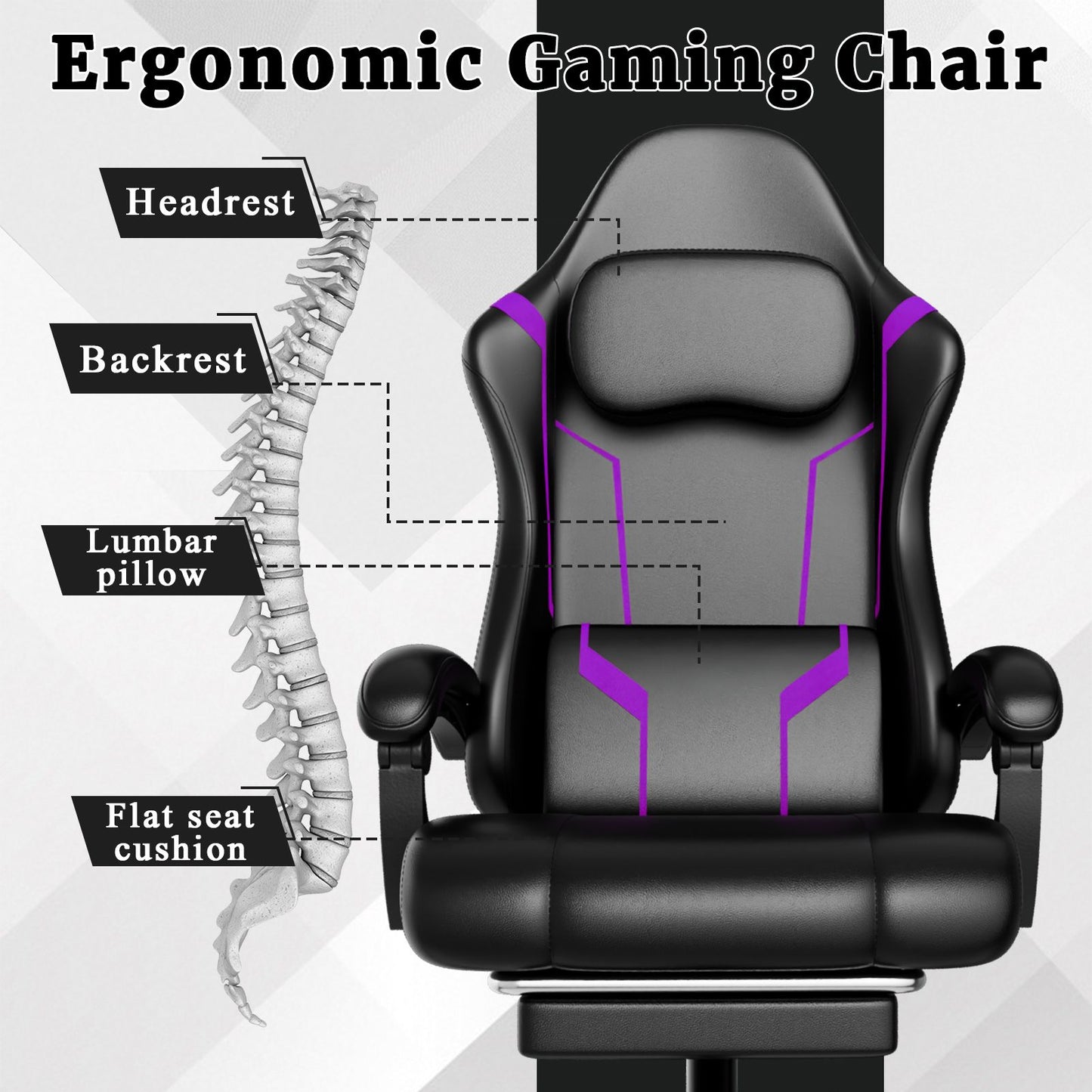 Ergonomic Gaming Chair, Electronic Gaming Chair With Pocket Spring Pad And Footrest, Height Adjustable Computer Chair.