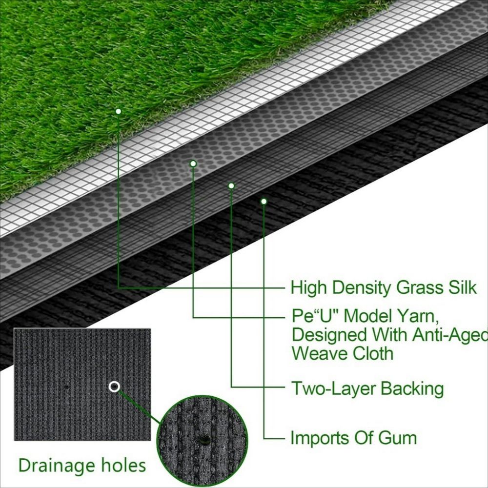 6ft x 10ftIdeal for Backyard, Garden, Lawn Landscape, Patio, Garden & Balcony Turf Mat - Thick Fake Faux Grass with Rubber Backing & Drainage Holes(Grass height 0.78 inches/2cm).