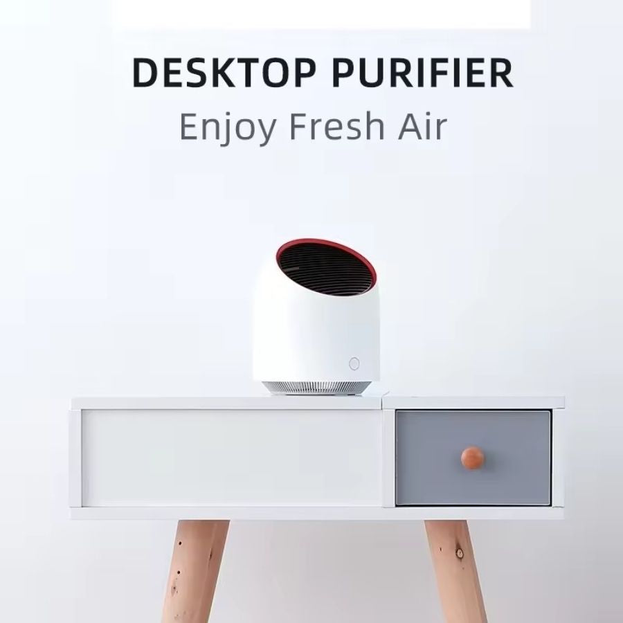 Mini Air Purifier - Portable Desktop HEPA Filter USB Rechargeable Air Cleaner.