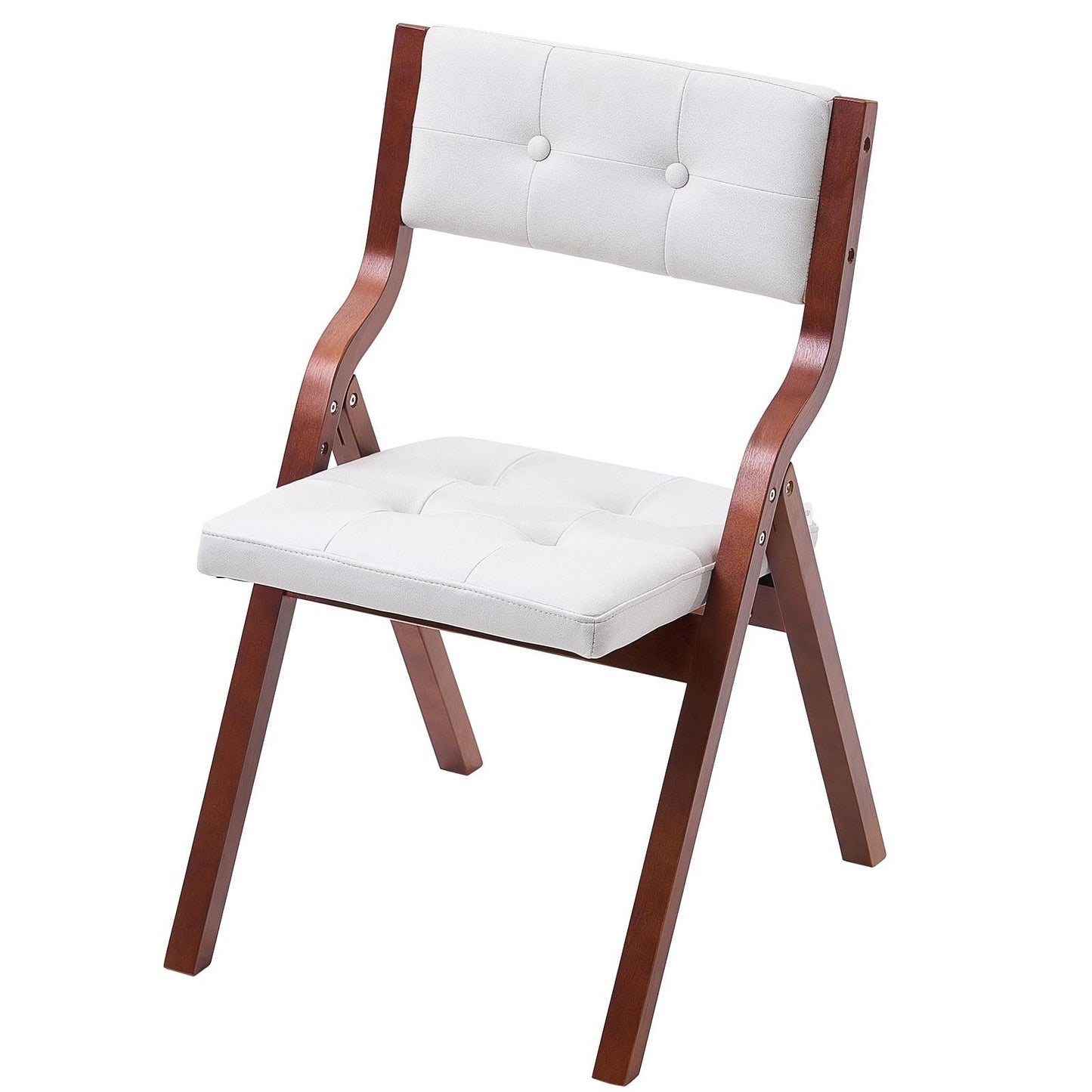 Wooden Folding Chairs with Padded Cushion and Wooden Frame White Set of 4.