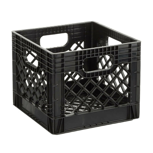 16QT Heavy-Duty Plastic Milk Crates 5 Pack Black – Stackable Storage - GoTypical