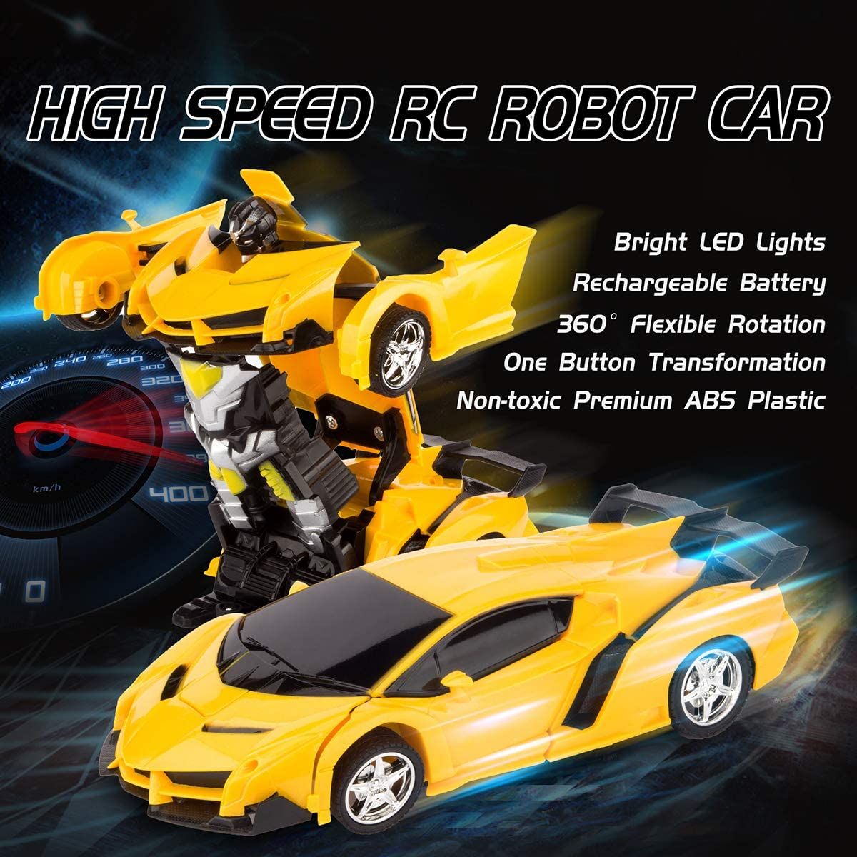 Remote Control Car; Transform Robot RC Car with One-Button Transforming 360 Degree Rotation Drifting; 1:18 Scale Police Car Ideal Xmas and Birthday Gift Toys for 5+ Year Old Boys/Girls.
