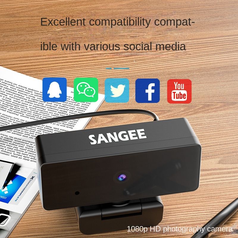 Sanju C185 high-definition 1080P desktop laptop digital camera conference online course video with microphone.