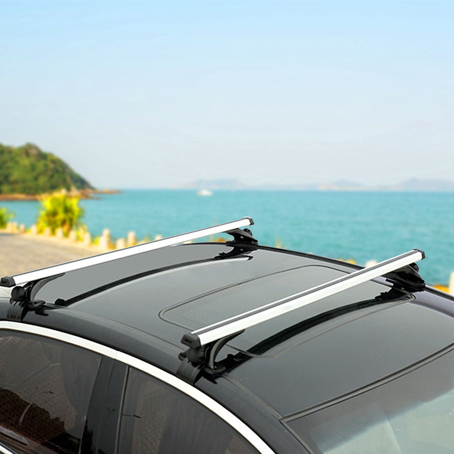 47.24in Universal Top Roof Rack Cross Bar Cargo Carrier Aluminum Crossbar Rack with 165LBS Capacity Fit for Most Vehicle Wagon Car Without Roof Side Rail.
