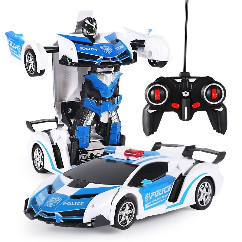 Remote Control Car; Transform Robot RC Car with One-Button Transforming 360 Degree Rotation Drifting; 1:18 Scale Police Car Ideal Xmas and Birthday Gift Toys for 5+ Year Old Boys/Girls.