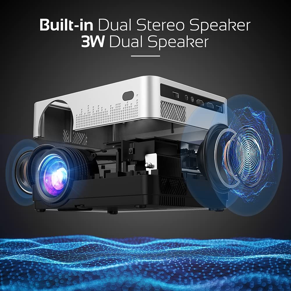 DBPOWER WiFi Projector, Upgrade 8500L Full HD 1080p Video Projector with Carry Case, Support iOS/Android Sync Screen, Zoom&Sleep Timer, 4.3' LCD Home Movie Projector Compatible w/Smart Phone/Laptop.