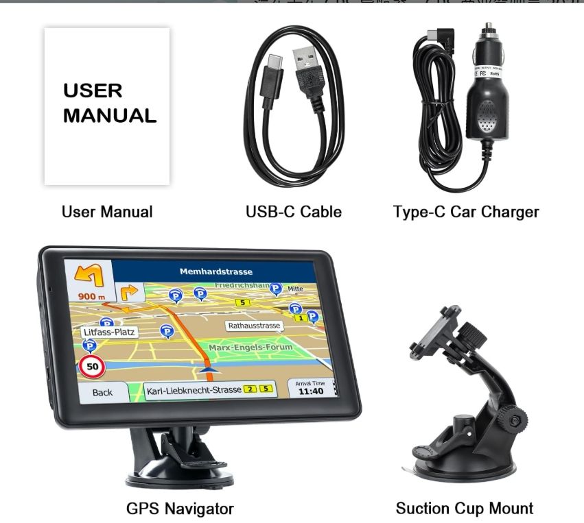 GPS Navigator for Car Truck, GPS Commercial Drivers 2025 Trucker GPS for Semi Truck with 7 in GPS Navigation Systems(Map Free Lifetime Updates), Voice Assist, Speed Limit Warnings.