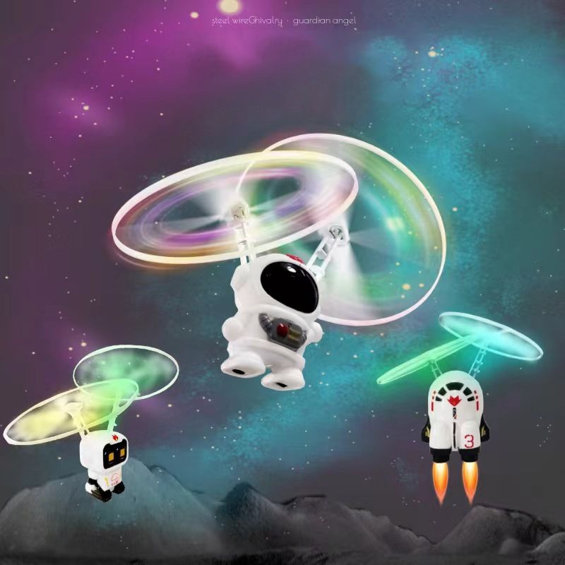 Creative Mini Astronaut Drone Cartoon Spaceman Flying Robot Toys with USB Charging Hand Control Helicopter Kids Gift.