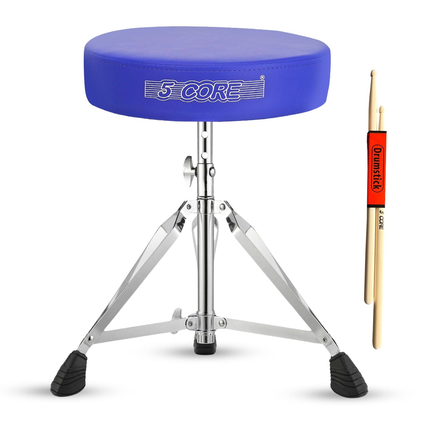 5 CORE Drum Throne Padded Guitar Stool Height Adjustable Music Chair Seat Universal for Adults & Kids with Anti Slip Rubber Feet DS CH BLU.