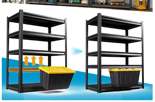 5-layer living room storage rack unit, 72" adjustable storage rack, 2000LBS metal storage rack for home use, suitable for kitchen, living room, storage room, basement and warehouse, black.