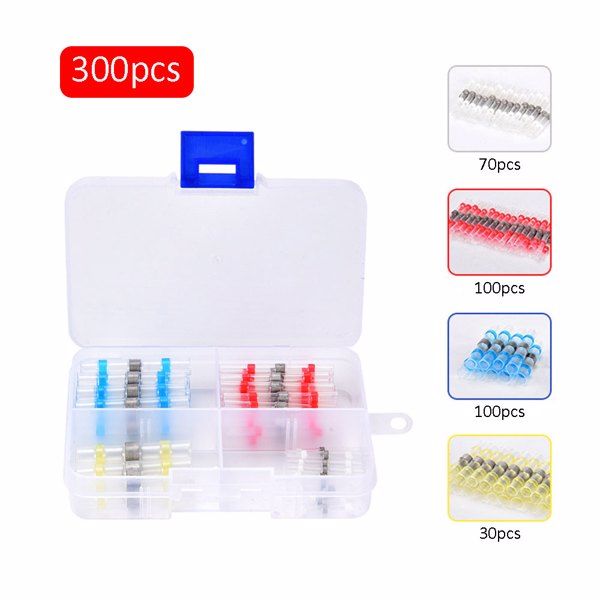 300pcs Solder Seal Wire Connectors, Waterproof Insulated Electrical Heat Shrink Butt Connectors Wire Terminals for Electronics, Aircraft, Boat, Truck.