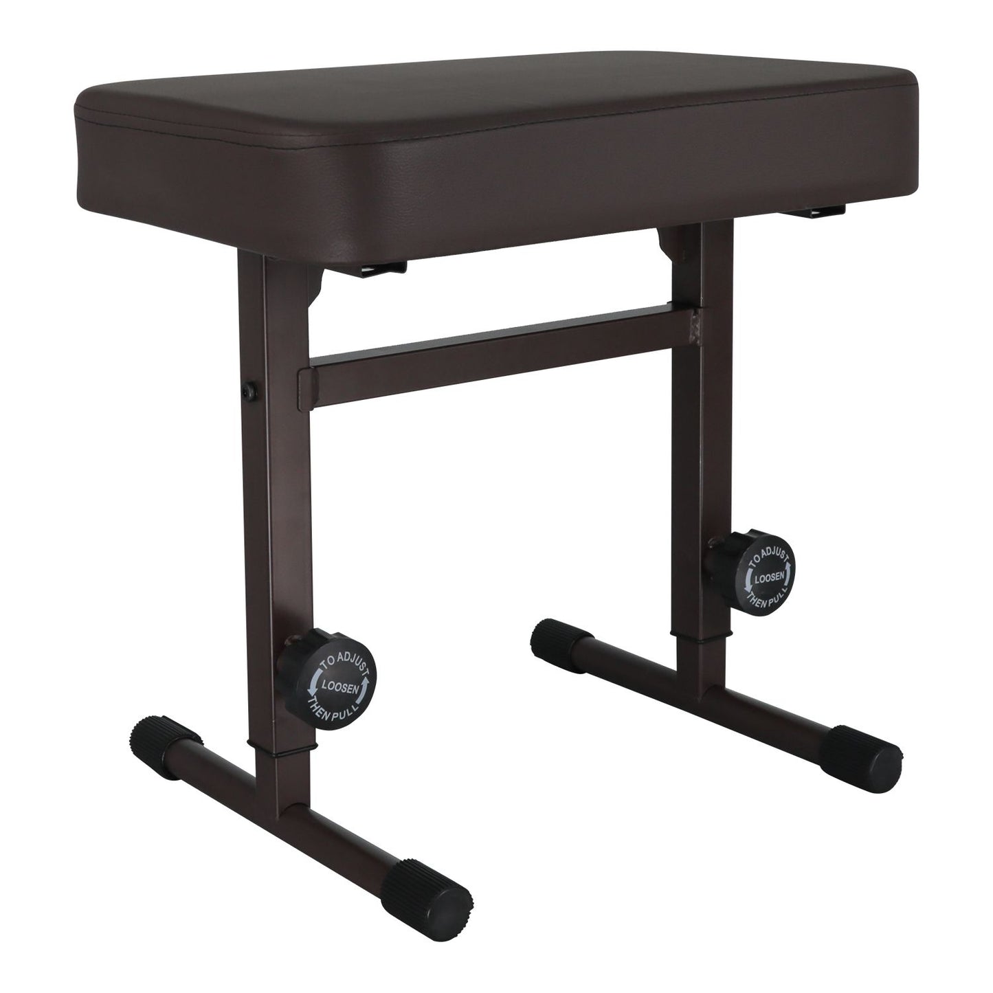 5 CORE Keyboard Bench Piano Stool T Style Brown Thick Padded Cushion Seat | Height Adjustable 17 to 22 inch | Keyboard Chair (PU Leather) KBB H-ADJ BR.