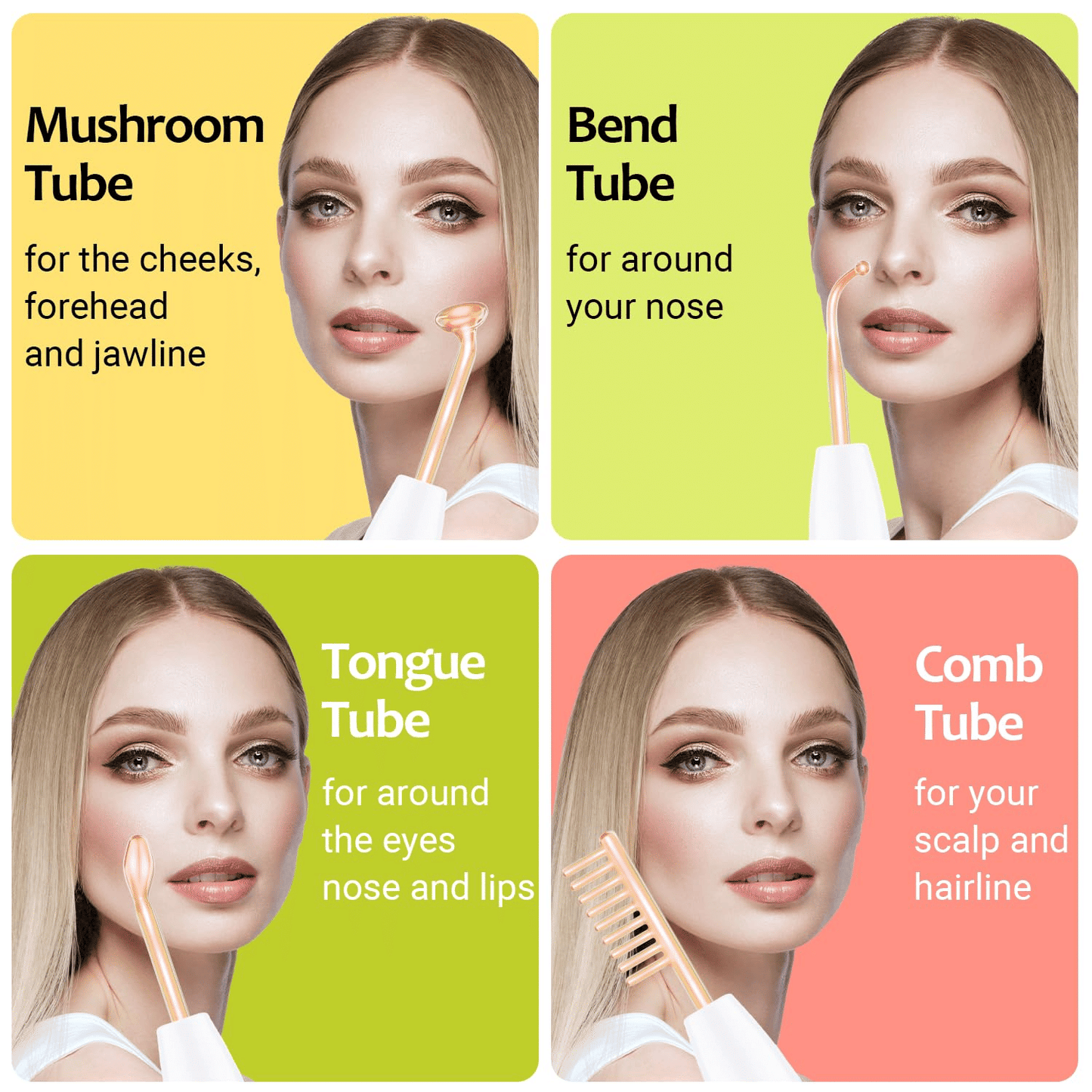 4-in-1 High Frequency Facial Wand for Skin Rejuvenation – Portable Anti-Aging Beauty Device for Wrinkle Reduction, Firming, Dark Circle & Acne Care.